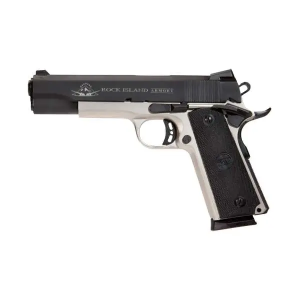 Rock Island 51447 Rock Standard FS 45 ACP 5 8+1 Nickel Black Parkerized Slide Black Rubber Grip Fixed Sights