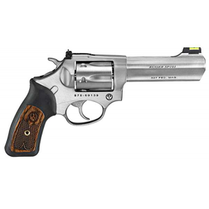 Ruger 5773 SP101 327 Federal Mag 4.20 6 Round Black Rubber w/Wood Insert Grip Stainless Steel