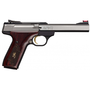 Browning 051543490 Buck Mark Medallion 22 LR 5.50 10+1 Black Stainless Steel Rosewood w/Gold Buckmark Inlay Grip