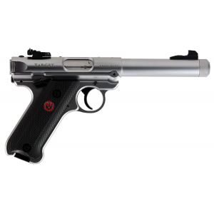 RUGER 40126 Mark Iv Target 22 Lr 5.50 10+1 Stainless Steel Black Checkered Polymer Threaded Barrel