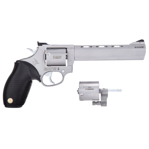 Taurus 38 Special, 357 Mag, 9mm 7 Round 6.50 Matte Stainless, Black Ribber Grip Interchangeable Cylinders