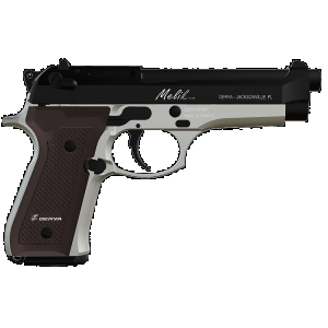 Derya Firearms 10LTTMELIK9TR Melik Two Tone 9mm 10+1 4.90 Black Melotine Slide/ Silver Anodized Frame Dark Walnut Grip