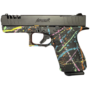 GLFA 19 STRIKER 9MM 4 15 SHOT BLK FRAME SPLATTER BLACK SLIDE