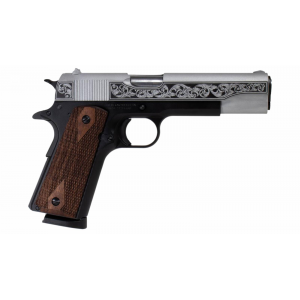 Tisas 1911A1 Service 45 .45 ACP 5 8+1 Full Size Two Tone Filigree Stainless Engraving Pistol