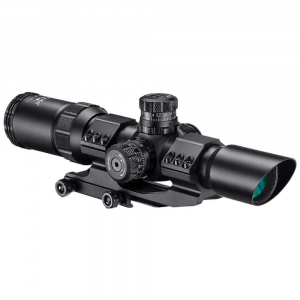 Barska SWAT-AR Rifle Scope 1-4x 28mm Obj 90-30 ft @ 100 yds FOV 30mm Tube Black Matte Finish Illuminated Mil-Dot Red/Green