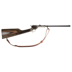 Heritage Rough Rider Rancher Carbine - Case Hardened | .22 LR | 16 Barrel | 6rd | Camo Laminate Stock | w/ Leather Sling