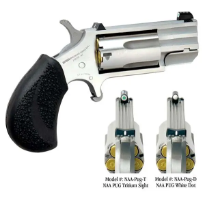 NAA PUGD Pug Single 22 Mag 1 5 Rd Slip On Rubber Pebbled Grip Stainless Steel