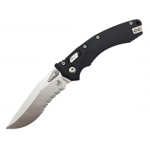 Microtech 137RL-11FLGTBK Amphibian RAM-LOK S/E Fluted G-10 Black Stonewash Partial Serrated
