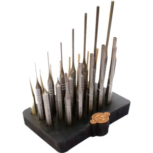 GRACE USA STEEL/BRASS ROLL PIN PUNCH SET W/BENCH BLOCK 27PC