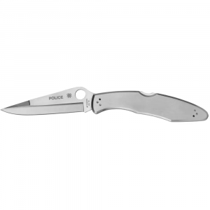 Spyderco C07P Police  4.13 VG-10 Stainless Steel Clip Point Stainless Handle Folding Plain Edge