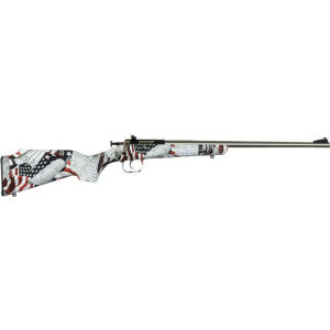 Crickett KSA3168 Crickett  22 LR 1 16.13 SS Blued American Flag w/Amendment Right Youth/Compact Hand