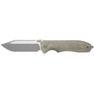 Eikonic Knife Company VA9GT Validus  3.78 Folding Modified Tanto Plain Dark Acid Stonewash/Satin M390 Steel Blade, 4.76 Green Canvas Micarta Handle
