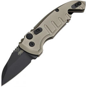 A01-MicroSwitch Automatic Folder: 1.95 Wharncliffe Blade - Black Cerakote Finish, Matte FDE Aluminum Frame