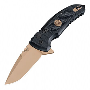 Hogue 16170 X1-Microflip 2.75 Sig Emperor Scorpion Carpeta Drop Point Blade FDE PVD - Marco Negro Solido G-10 - Medallon Sig