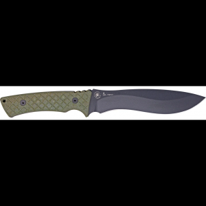 Machai Fixed Blade Green Knife 6.63 Black Powder Coated 1095 Cro-Van Carbon Stee Green Micarta. 63 black powder coated 1095 Cro-Van carbon stee Green micarta handle SBSL002BKGR.