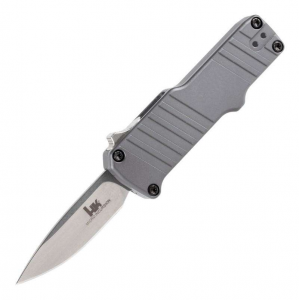 HK Micro Incursion 1.95 Out the Front Automatic Clip Point Blade Tumbled Finish Aluminum Frame - Matte Grey