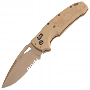 Sig K320 M17 3.5 ABLE Lock Folder - Drop Point Blade Partially Serrated Coyote PVD Finish - Polymer Frame - Coyote Tan