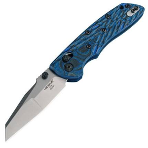 Hogue Deka Manual Folder: 3.25 Wharncliffe Blade - Tumbled Finish, G-Mascus Blue Lava G10 Frame