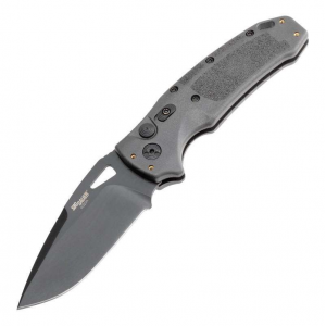 SIG K320A Tactical Automatic Folder: 3.5 Drop Point Blade - Black Cerakote Finish, Grey Polymer Frame