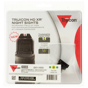 Trijicon 600835 HD Night Sights  fits Glock 17,19,22-24,26-27,33-35,37-39 3 Dot Green w/Yellow Outline Front Green w/Black Outline Rear Black