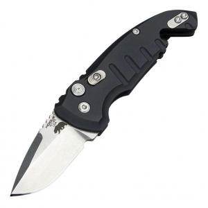 Hogue 24120 A01-Microswitch  1.95 Drop Point Plain Tumbled Finish CPM 154 SS Black Anodized Aluminum Handle Folding