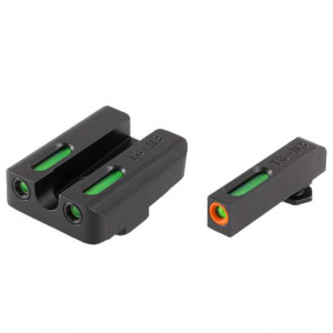 Truglo TG13GL2PC TFX  Compatible w/Glock 20,21,25,28-32,37,40-41 U-Notch Green Tritium/Fiber Optic w/Orange Outline Green Black