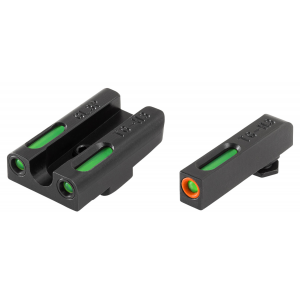 Truglo TG13GL3PC Brite-Site TFX Pro Day/Night Sights Fits Glock 42/43 Tritium/Fiber Optic Green w/Orange Outline Front U-Notch Green Rear Black