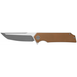 Eikonic Knife Company TS8SBRN Tsuru  3.30 Folding Tanto Plain Satin 154CM SS Blade, 4.20 Coyote Brown G10 Handle