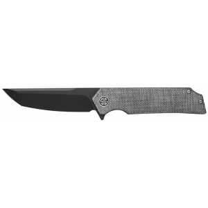 Eikonic Knife Company TS8BB Tsuru  3.30 Folding Tanto Plain Black PVD 154CM SS Blade, 4.20 Salt & Pepper Micarta Handle