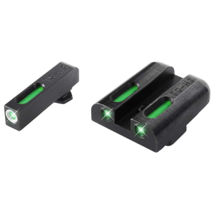 Truglo TG13GL1A Brite-Site TFX Day/Night Sights Low Set Fits Glock 17/19/22/23/24/26/27/33/34/35/38/39 Tritium/Fiber Optic Green w/White Outline Front Green Rear Black