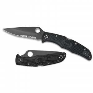 Spyderco C10PSBBK Endura 4 Lightweight 3.75 Clip Point Part Serrated FRN Black Handle Folding