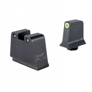 Trijicon GL243C601143 Suppressor/Optic Height Sights- Glock Slim Frame Black Green Tritium Yellow Outline Front Sight Green Tritium Black Outline Rear Sight