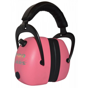 Pro Ears PEG2RMP Pro Ears Gold II Electronic 30 dB Over the Head Pink Ear Cups w/Black Band & Gold Logo