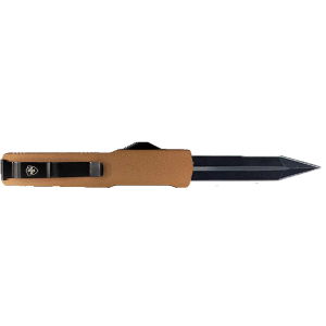 Templar Knife MAAB121 Premium LW  Slim 3.25 OTF Dagger Plain Black Oxide Stonewashed Powder Coated D2 Steel Blade, 5 Bronze Anodized Aged Aluminum Handle