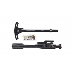 BHA Precision Complete M16 AR-15 5.56/300 Black Nitride C158 Logoed Bolt Carrier Group With AR-15 WarHammer Mod2 Black Large Lever Ambi Black Charging Handle
