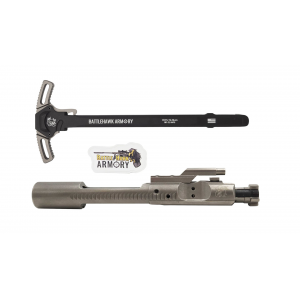 BHA Precision Complete M16 AR-15 5.56/300 Shiny Nickel Boron Logoed Bolt Carrier Group With AR-15 WarHammer Mod2 Gray Large Lever Ambi Black Charging Handle