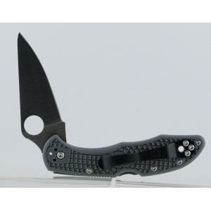 Spyderco C11FPGY Delica Folder 2.875 VG-10 Flat Ground Plain Edge Fiberglass Reinforced Nylon Gray
