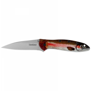 Kershaw 1660TROUT Leek Trout EDC 3 Folding Drop Point Plain Bead Blasted 14C28N Steel Blade, Rainbow Trout w/UFI Coating Aluminum Handle