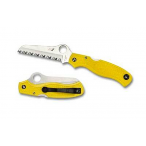 Spyderco C89SYL Atlantic Salt Lightweight 3.69 Sheepsfoot Serrated H1 Steel FRN Yellow Handle Folding