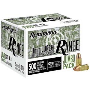 REMINGTON Ammunition R27779 Range Jumbo Pack 9mmluger 115gr Full Metal Jacket 500/box