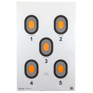 Action Target 530OC100 5 Bull's Eye Target Orange Center Bullseye Paper Target 23 x 35 100 Per Box