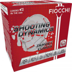 FIOCCHI 20 GA 2.75 7/8 oz #8 250rd Case