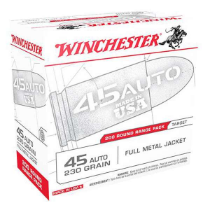 Winchester Ammo USA45W USA  45 ACP 230 gr Full Metal Jacket (FMJ) 200 Bx/ 3 Cs
