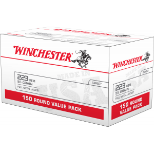 Winchester Ammo W223150 USA  223 Rem 55 gr Full Metal Jacket (FMJ) 150 Box
