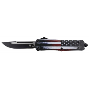 Templar Knife LUS331 US Flag  3.50 Drop Point Plain Black 440C Stainless Steel US Flag Zinc Aluminum Alloy Handle OTF