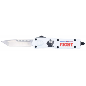 CobraTec Knives MTRP24FTTNS FS-3 Trump 2024 OTF Tanto Plain D2 Steel Blade White Trump Fight 2024 Aluminum Cerakoted Handle