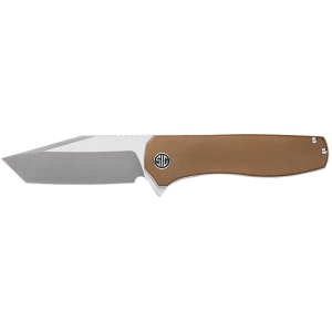 Eikonic Knife Company XI SBRN Xiphos  3.40 Folding Modified Tanto Plain Dark Acid Stonewash/Satin Nitro-V Blade, 4.20 Coyote Brown G10 Handle