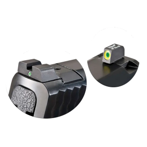 AmeriGlo SW301 i-Dot Night Sight S&W M&P Tritium Green w/LumiGreen Outline Front Tritium Green w/White Outline Rear