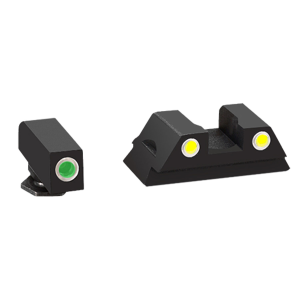 AmeriGlo GL431 Classic 3 Dot Night Sight Fits Glock 42/43 Tritium Green w/White Outline Front Tritium Yellow w/White Outline Rear