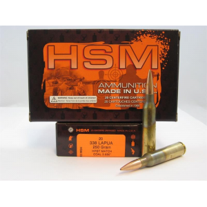 HSM 338lap2n Match 338 Lapua Mag 250 Gr Boat Tail Hollow Point (bthp) 20 Bx/ 10 Cs